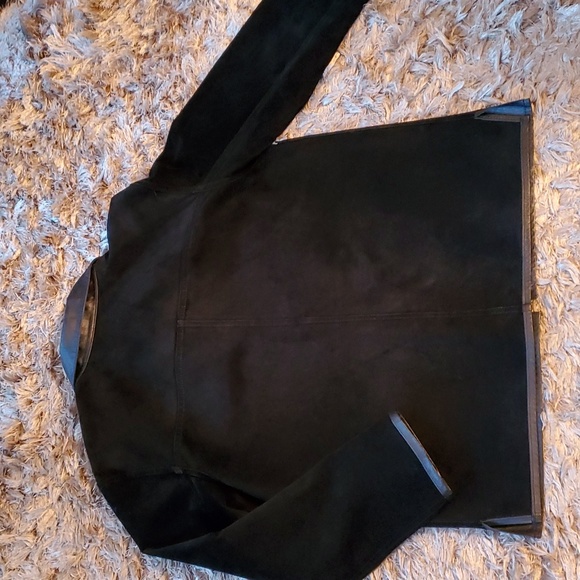 Vintage reversible black leather and suede coat - Picture 7 of 14